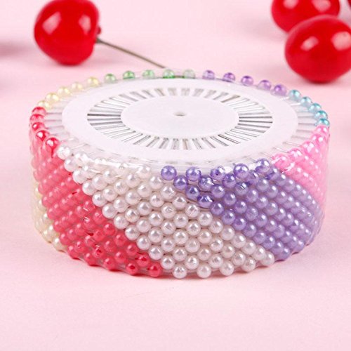 480Pcs Dressmaking Straight Pins Faux Pearl Round Head Color Corsage Sewing Pin