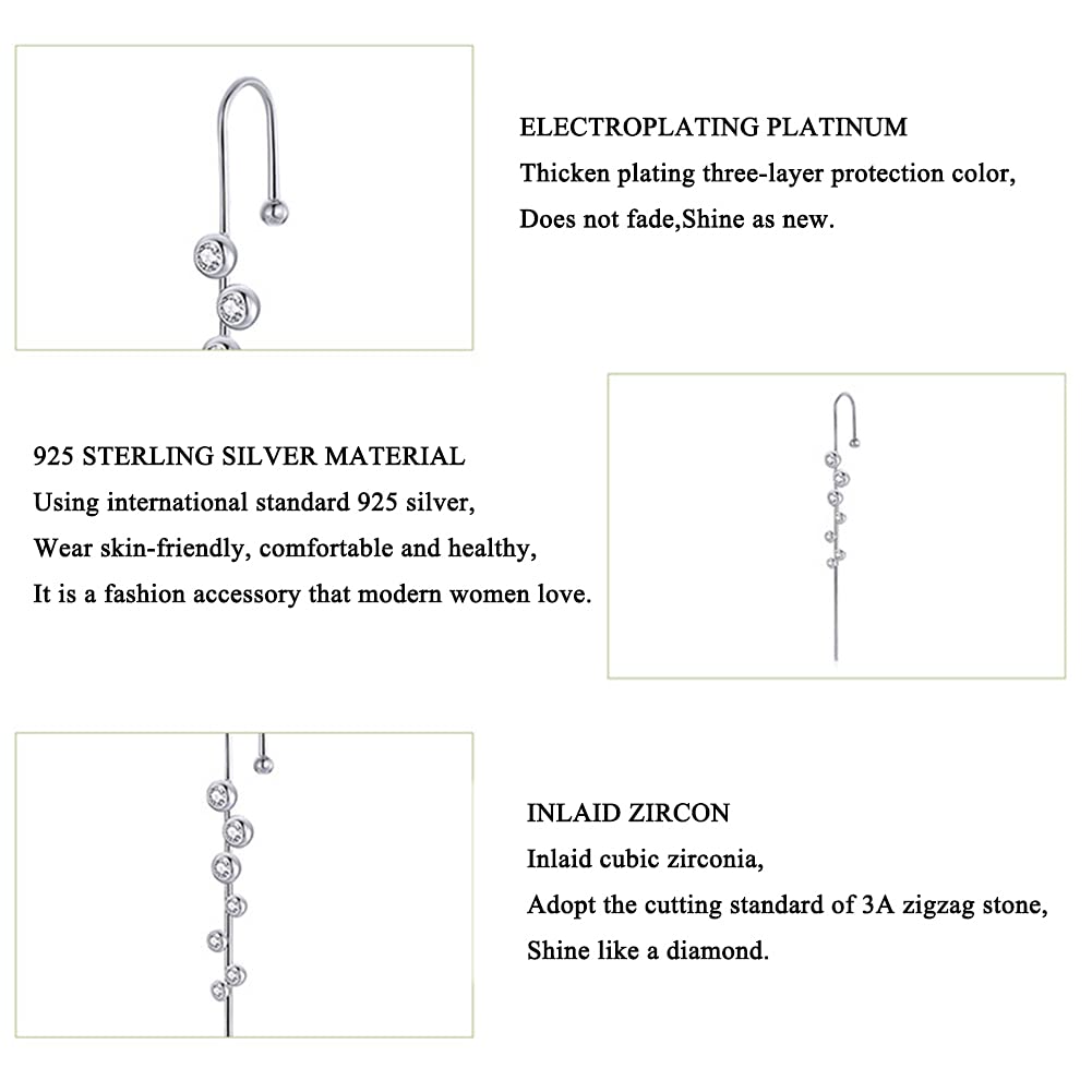 1 Stück Ohrstulpe Crawler Haken Ohrringe 925 Sterling Silber Mode Persönlichkeit Für Frauen Einzelner Ohrring Silber Mit Zirkonia