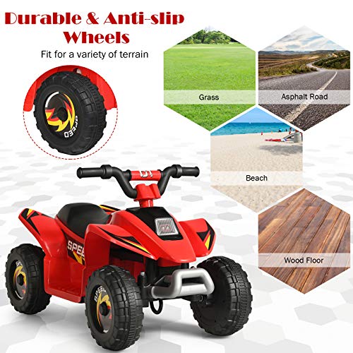 Image of HONEY JOY Ride On ATV, 6V Mini Off-Road Battery Powered Motorized Quad for Kids, Anti-Slip Wheels, RWD 4-Wheeler Electric Ride On Toy Car for Toddlers (Red)
