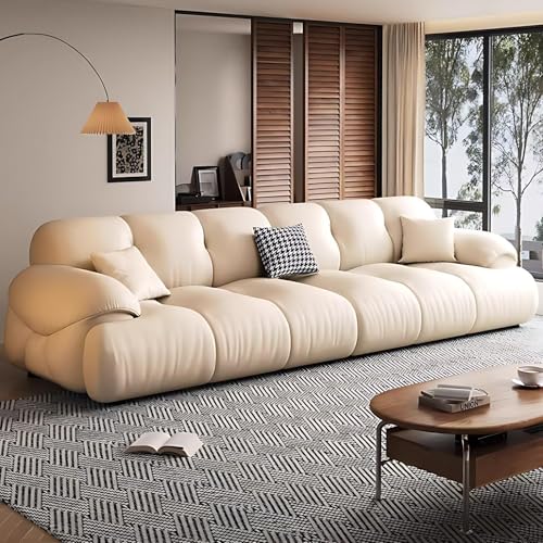 LyckTre Sectional Couches - Stylish Sectional Sofa Set with Chair, Leather Fabric & Metal Legs, Luxury Couch Sets with for Living Room, No Assembly Needed (Off-White-A,78IN)