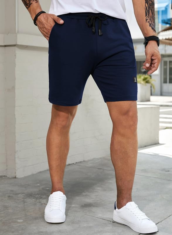 JMIERR Mens Cotton Sweat Shorts with 3 Pockets Workout Lounge Jogger Athletic Shorts 7 inch Inseam Running Shorts - Image 7