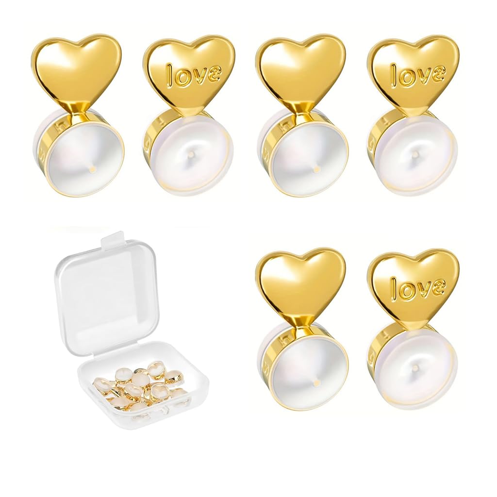 6Pcs Earring Supporter for Heavy Earrings Gold Heart Shaped Earring Back Stopper with Box Silicone Earring Backs for Studs Earrings Dangle Earrings Heavy Earrings Supporter for Ears