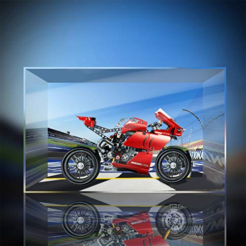 wangxike Acrylic Display Case Compatibile con Lego 42107 Technic Ducati Panigale V4 R, Acrilico Vetrina Scatola di Acrilico - A Prova di Polvere Teca ( Non Incluso Modello )