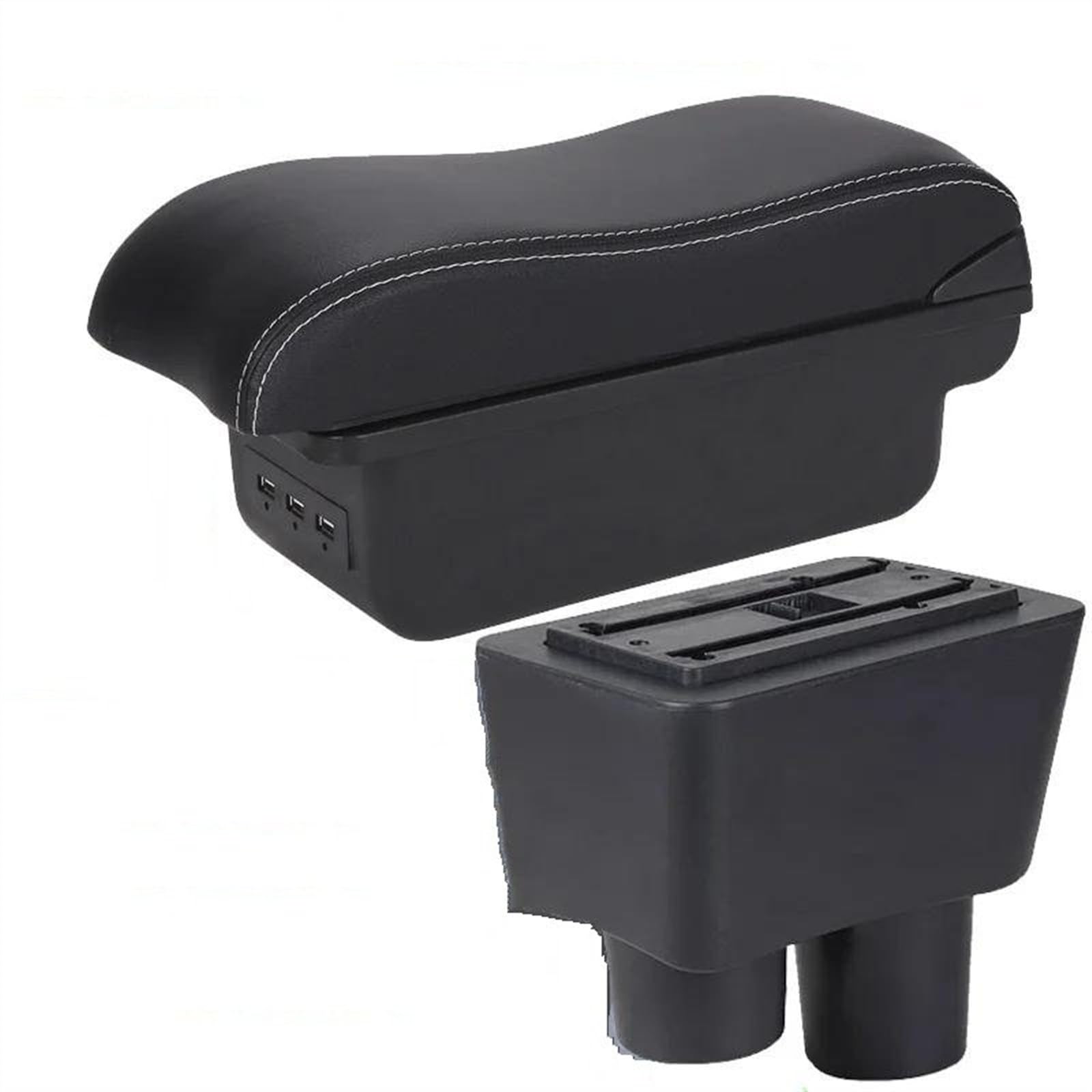 NMJLQW Storage Rack Center Console Armrest Storage Box Car Interior Parts Modification Accessories For Almera For Versa(B3 Black white 3USB)