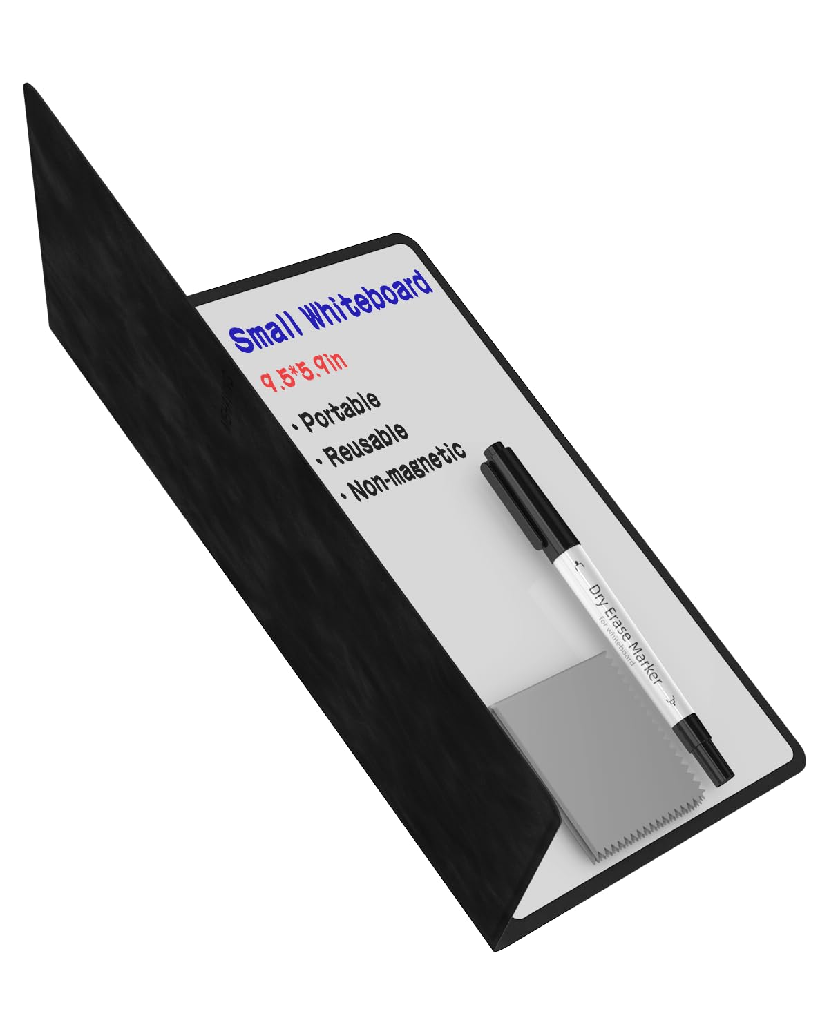 Lavagna bianca portatile piccola cancellabile a secco, riutilizzabile 9,5 x 6,6 pollici Notebook memo, forniture per ufficio casa accessori da scrivania MH760 (nero)