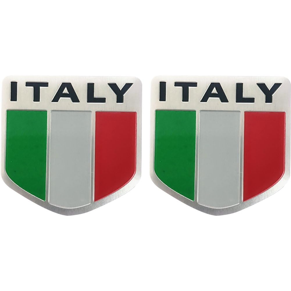 Uzztfa 2 Pcs Italy Flag Car Stickers Car Badge Emblems Decal Decor Motorcycle Car Body Sticker Car Styling Accessories