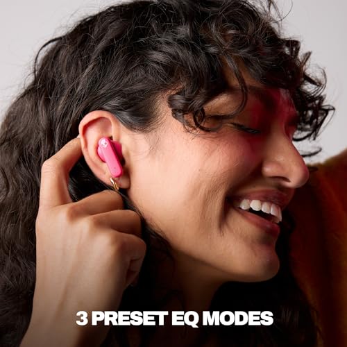 Image of Skullcandy Smokin' Buds Wireless Earbuds, Bluetooth Headphones, Noise Isolating Fit, Up to 20 Hours Battery, IPX4 Sweat and Water Resistant, Microphone for iPhone Android - Pink