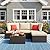 Vongrasig 5 Piece Patio Furniture Sets, All-Weather Brown PE Wicker Outdoor Couch Sectional Set, Small Conversation Set for Garden/Patio w/Ottoman, Glass Table, Red Pillow, Beige
