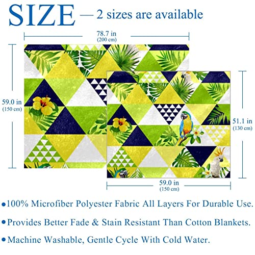 Couverture polaire perroquet 150x130 cm en microfibre légère pour lit et canapé