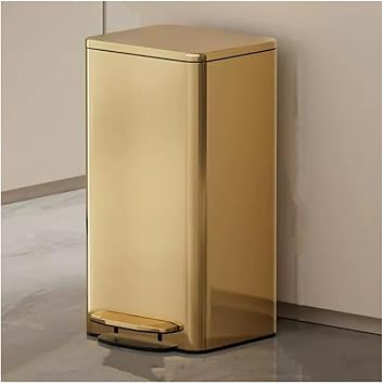 zktoermn Bathroom Trash Can with Lid, Fingerprint Resistant Foot Pedal Garbage Can Removable Liner Bucket for Home, Kitchen, Laundry Room, Office, Bedroom Color Gold, Size 30L