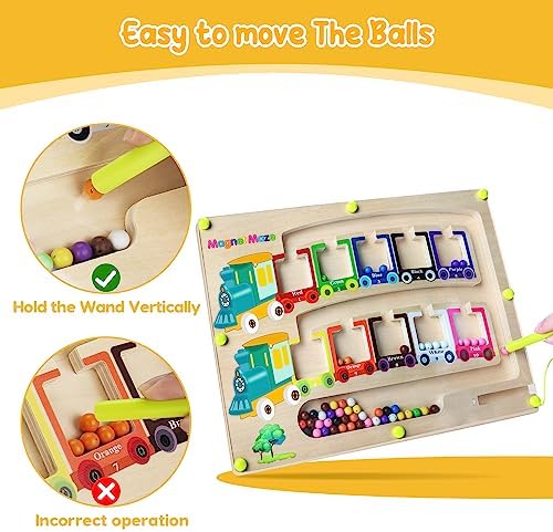 Magnetic Color & Number Maze Montessori Wooden Magnet Puzzle Game Board Montessori Color Matching Learning Counting Puzzle Board Toddler Fine Motor Skills Toys Giftfor Boys Girls 3 4 5 Years Old 3 51dPdDR5COL. AC