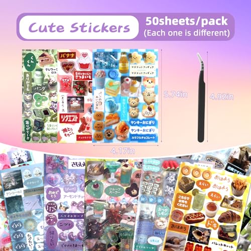 Image of 800Pcs Cute Scrapbook Stickers Travel Y2k Japanese Sticker Book for Adult Kawaii Korean Stickers for Journaling Heisei Retro Aesthetic Sticker Manga Style Decor for DIY Craft Junk Journal Gifts Parade
