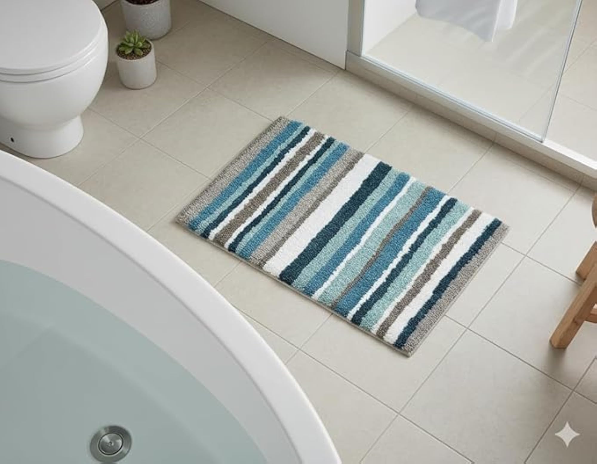 Microfiber Bath Mat with Latex Backing, Soft and Absorbent