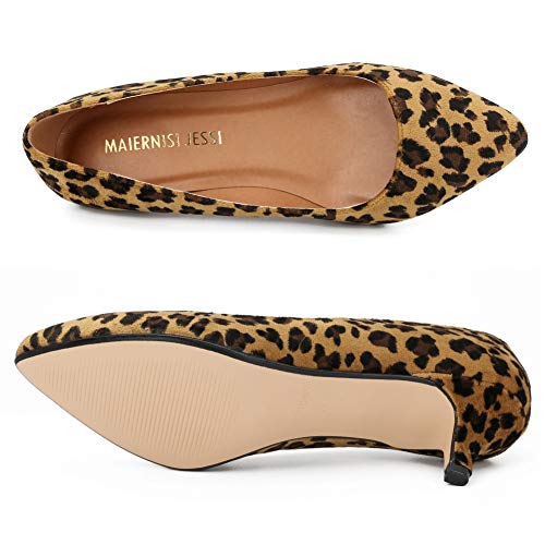 Image of MAIERNISI JESSI Unisex Men's Women's Pointed Toe Kitten Heel Pumps, 2 Inch Low Heel Office Dress Shoes