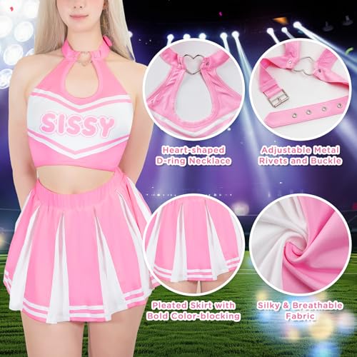 Littleforbig Unisex Heartbreaker Collared Sleepwear Lingerie Loungewear Sissy Game Day Cheerleader Skirt Set 2 Pieces 3XL by Littleforbig - Used condition - Image 4