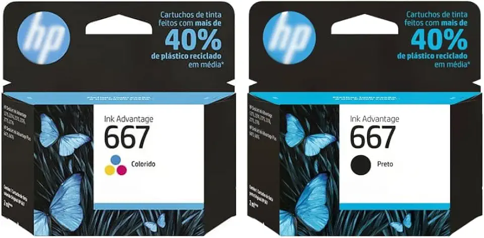 Cartucho de Tinta 667 Preto e Colorido para Impressora, Conjunto de 2