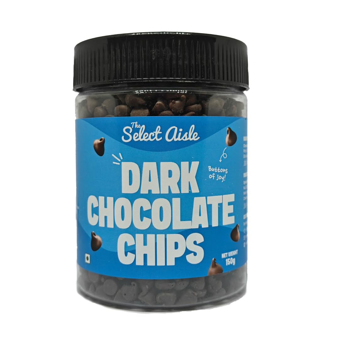 The Select Aisle Dark Chocolate Chips 150g | Dark Chocolate Compound Choco Chips for Baking, Cakes, Cookies, Overnight Oats, Ice Creams & Desserts, Cake Decoration