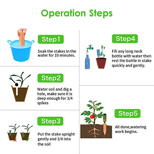 Plant Watering Stakes, Automatic Self Plant Watering Spikes Devices System, Terracotta Plant Waterer Self Irrigation Watering System for Garden Indoor and Outdoor Potted Plants in Vacation, 8 Pack