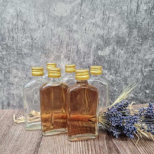 DIAH DO IT AT HOME Bouteille en verre de 50 ml avec couvercle doré et bouchons à vis pour liqueur, bricolage, cadeaux de mariage – vue 5