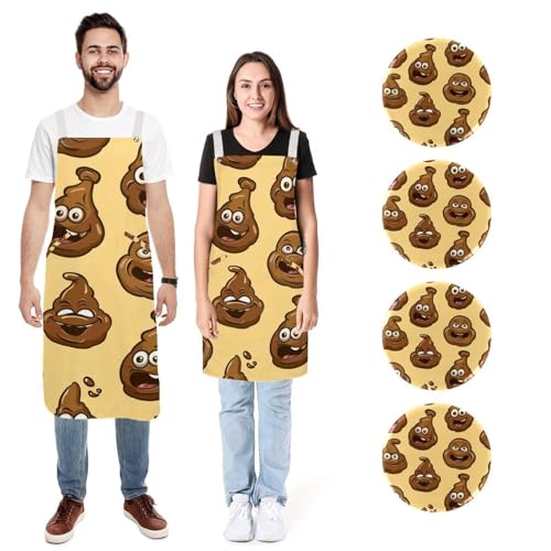 Tabliers de cuisine imperméables à 2 poches : lot de 2 avec imprimé mignon dessin animé