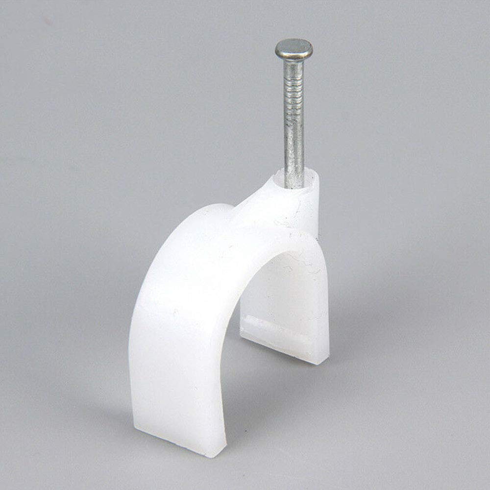 Round Cable Wire Clips Assortment 18mm White, Pack of 100, Cable Nail