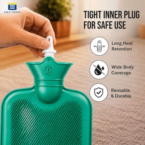 Image of Btag Hot Water Bag (2Ltr) for Pain Relief | Non-Electric Rubber Heating Bottle Period Cramps, Body Aches | Long Heat Retention | Wide Mouth with Leak Proof Cap & Skin Friendly Material (Turquoise)