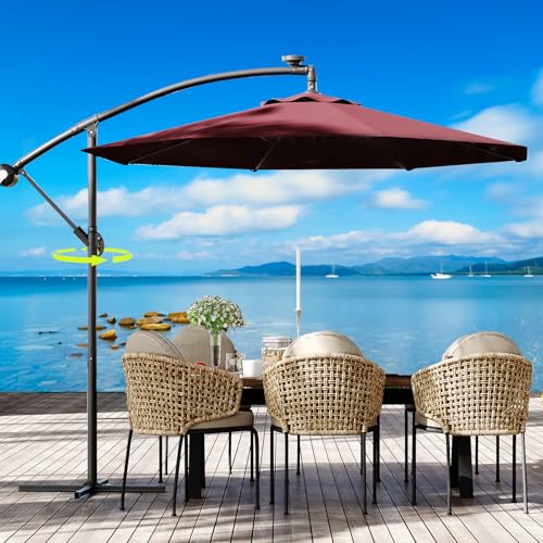 10FT Offset Patio Umbrella Outdoor Sun Shade with Easy Tilt