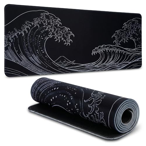 Grand tapis de souris de jeu vagues pour bureau gamer