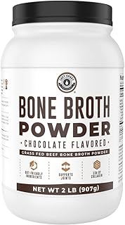 Bone Broth Protein Powder, Chocolate, Grass Fed 2lbs, 42 servings 17g protein, 13g Collagen. Low Carb, 2 net Carb, Dairy Free, Keto Friendly Bone Broth Protein Supplement with Collagen Types I & III
