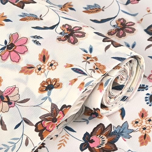 Kuber Industries 10 Meter PVC Shelf Liners for Kitchen Shelves | Cupboard Mats Roll for Wardrobe | Drawer and Fridge Shelf Mat Roll | Cabinet Liners for Shelves | Barik Flower - Cream