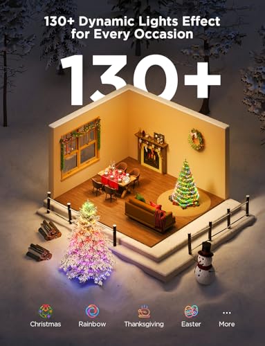 Govee 99FT RGBWIC Christmas Lights: Smart Holiday String Lights with Shape Mapping, 300 LEDs, 130+ Scenes, Voice & App Control, Green Wire