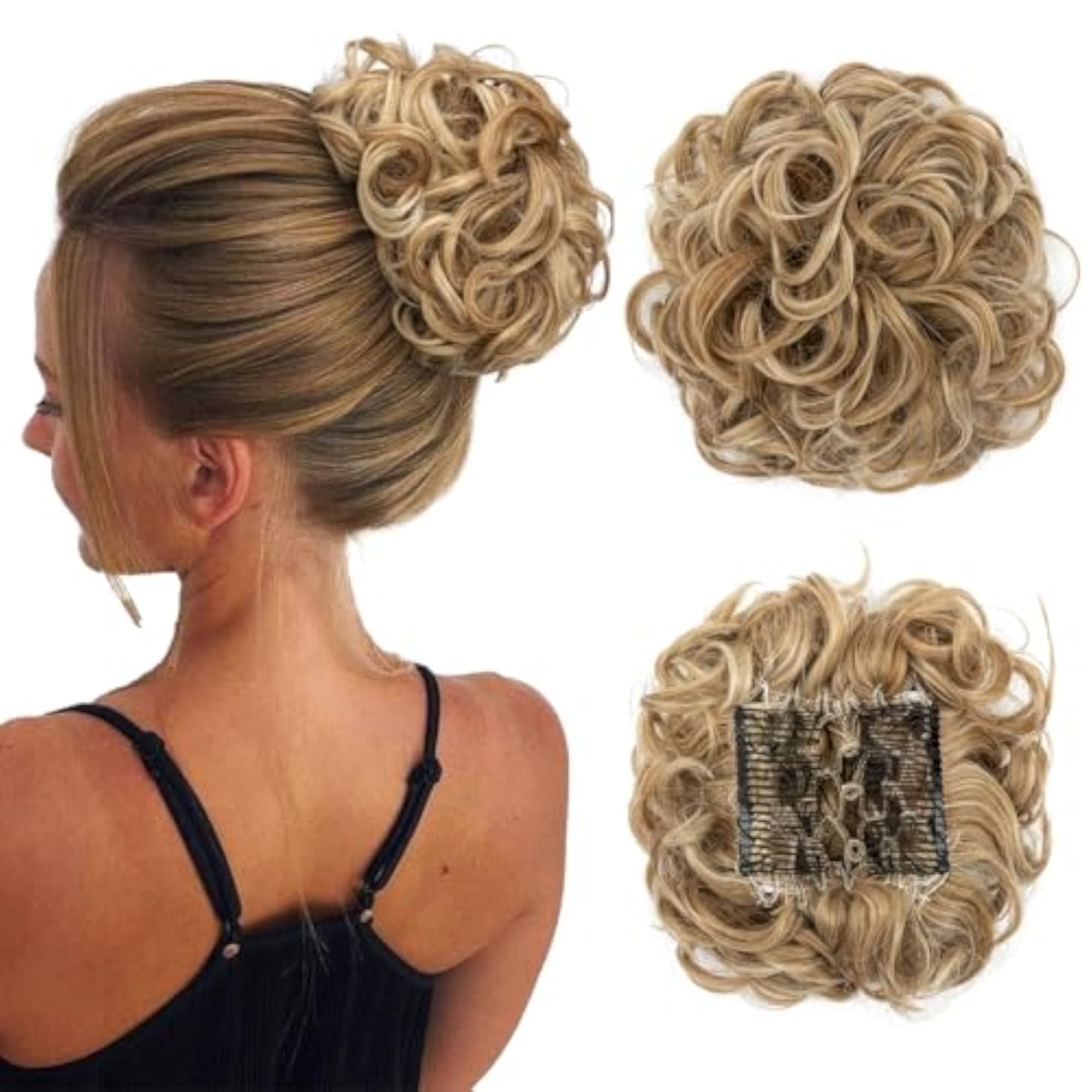 Messy Bun Hair Piece with Combs, Clip in Bun Scrunchie