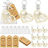 60 Sets Quinceañera Favors Wooden Heart Shape Keychain Heart Keychain Recuerdos De 15 Quinceañera with Organza Bags Quinceanera Souvenirs for Guests Thank You Tags for Favors Boy Birthday Supplies