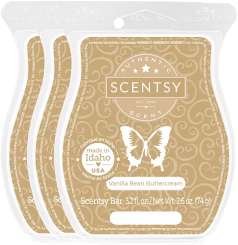 Vanilla Bean Buttercream, Wickless Candle Tart Warmer Wax 3.2 Oz Bar, 3-Pack (3)