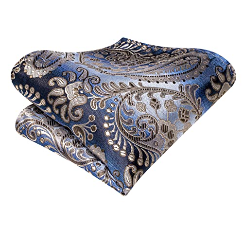 Image of Hi-Tie Silk Ties for Men Plaid Paisley Striped Necktie Pocket Square Cufflinks Set Formal Business