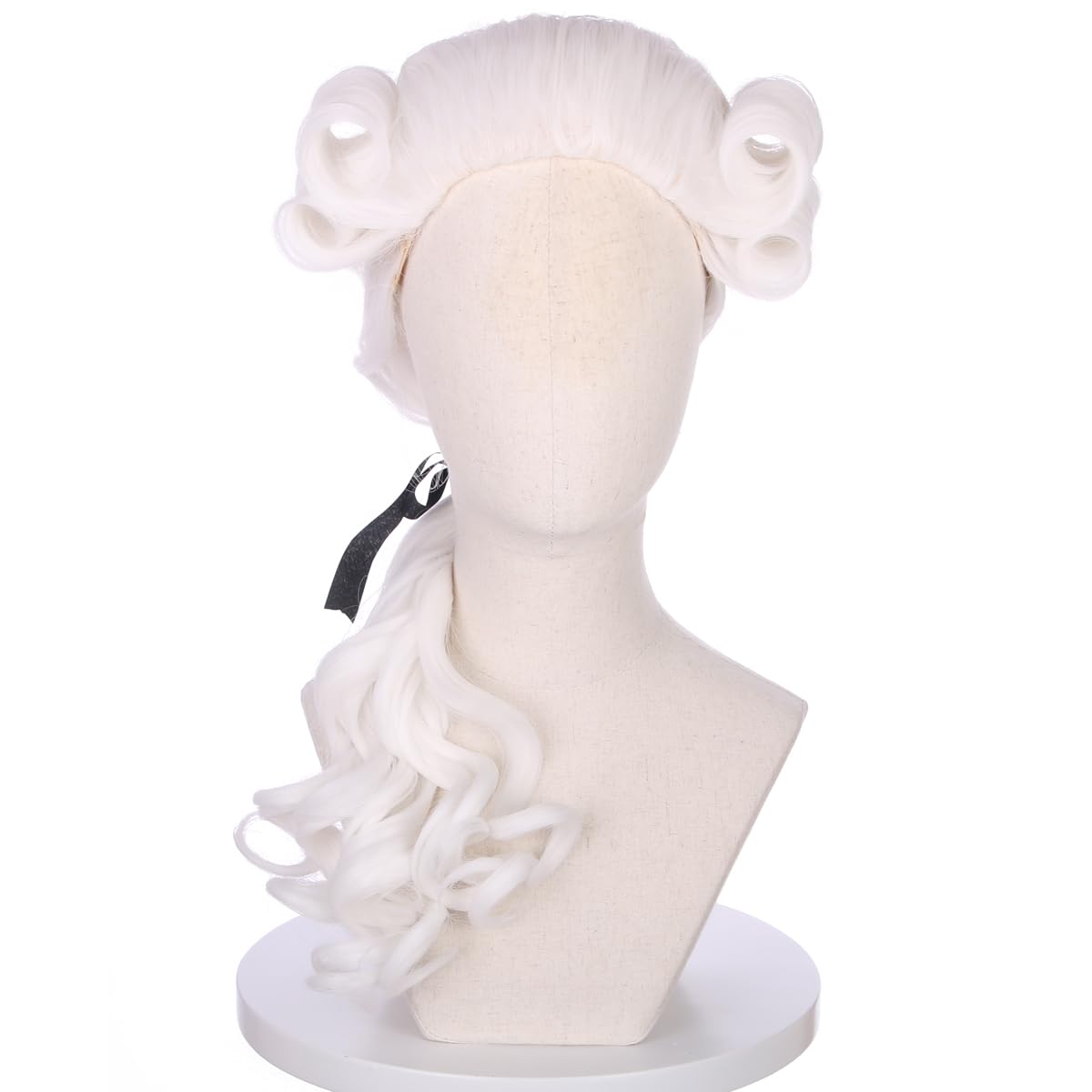 PATTNIUM Kids Judge Long Curly White Wig - Child Washington Lawyer Halloween Costume Cosplay