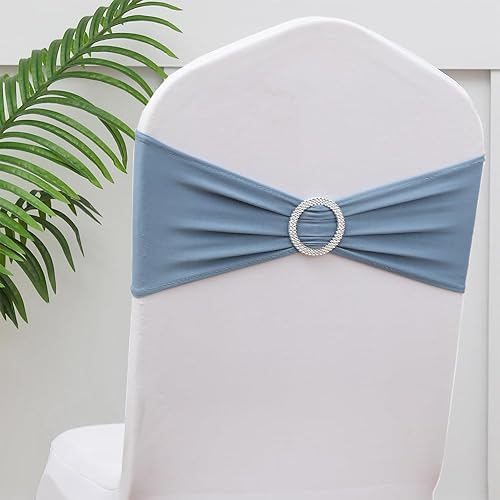 Gankar 100 bandas de silla color azul polvoriento para ceremonia de boda, bandas elásticas para sillas para fiestas, banquetes, temas, hoteles,
