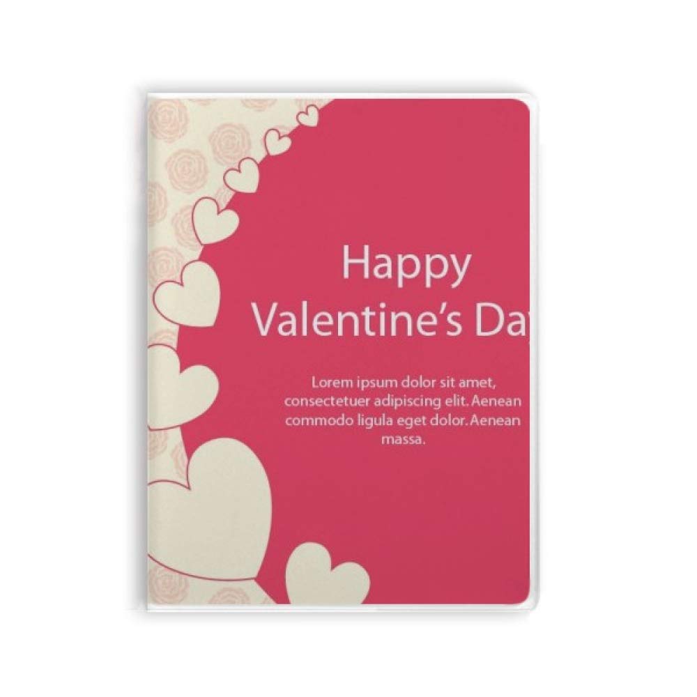 Carnet de notes souple rose et blanc Happy Valentine's Day format pratique