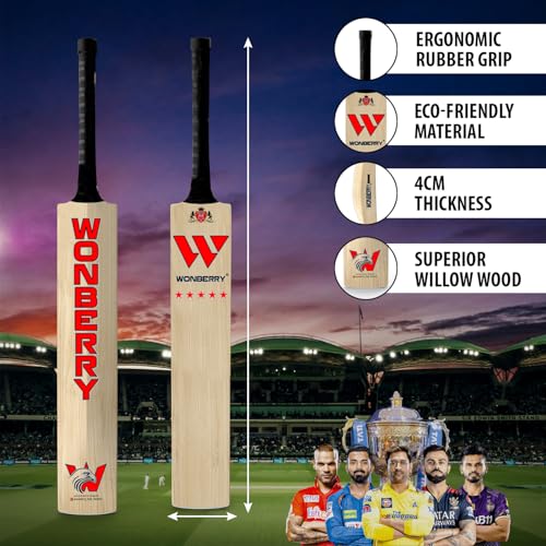 Image of Wonberry English Willow Cricket Bat Full Size SH 7+ Grains