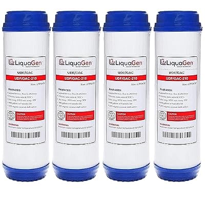 LiquaGen Granular Activated Carbon (GAC/UDF) Replacement Water Filter- 10 and 20 inch Sizes for Whole House & Water Systems (2.5" x 10", Pack of 4)