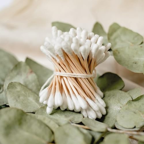 200 bambusowych patyczków higienicznych, w 100% bez plastiku, biodegradowalne i zrównoważone – produkt naturalny, przyjazne dla środowiska pałeczki do uszu, Q Tips wegańskie