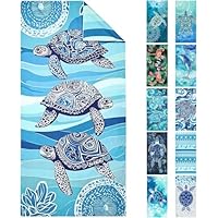 Telo Spiaggia Microfibra XXL 180x90 Cm - Asciugatura Rapida, Leggero E Antisabbia Con Design Tartarughe - Foto 4