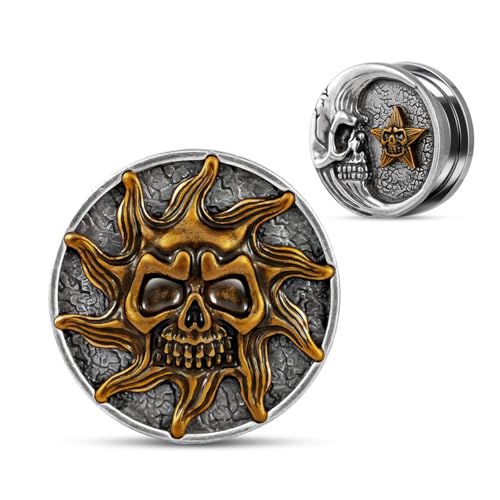 COOEAR Stainless Steel Ear Gauges Flesh Plugs and Tunnels Piercing Expander, Sun and Moon Matched Stretchers 7/8