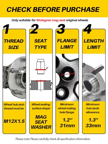 Image of MIKKUPPA M12x1.5 Lug Nuts Set of 24pcs Hex 13 /16'' (21mm) Chrome OEM Factory Style Mag Seat Lug Nuts Replacement for Toyota Lexus Factory Wheels