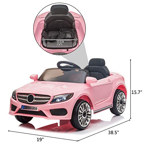 Winado Kids Ride On Car, 12V 4-Wheel Battery Motorized Vehicles, W/Parent Remote Control, Openable Doors, Mp3 Player, Bright Led Light, Seat With Seat Belt, Smooth Start, 3 Speed Modes (Pink) #TOP4