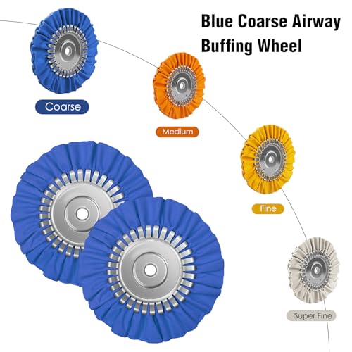 Image of 2PCS 8 inch Airway Buffing Wheel with 5 /8 inch Arbor Flange-Free Hub,Blue Buffing Wheels for Angle Grinder, Heavy Cutting Metal Polishing Wheel for Aluminum Wheels Stainless Steel Metal Surface Prep