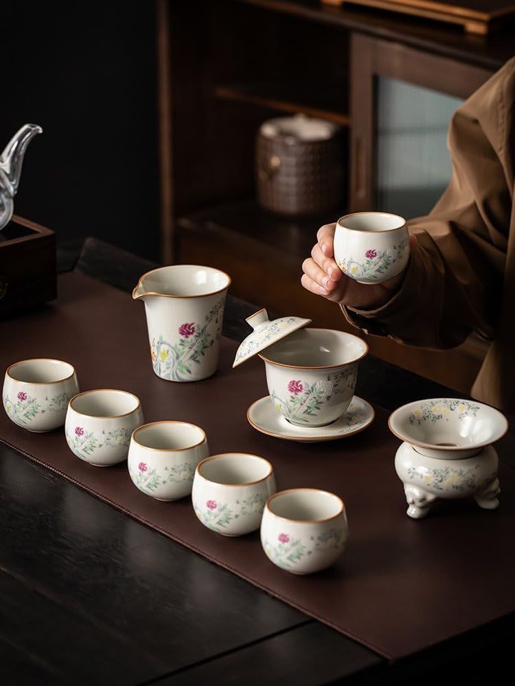 Ancient Ru Floral Tea Set, Heat-Resistant Teapot Set-suit2