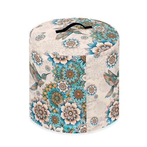 Image of Cozeyat Boho Floral Hummingbrid Air Fryer Cover Dust Cover, Round Protective Cover Bag with 2 Pocket and Handle for Electric Pressure Cooker /rice Cooker