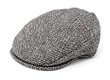 Hanna Hats Traditional Irish Tweed Wool Vintage Cap - Granite Grey Salt & Pepper. Unisex Flat Style Cabbie Hat. Stud Fastener and Taffeta Lining. 100% Made in Ireland. Small 56-57cm.