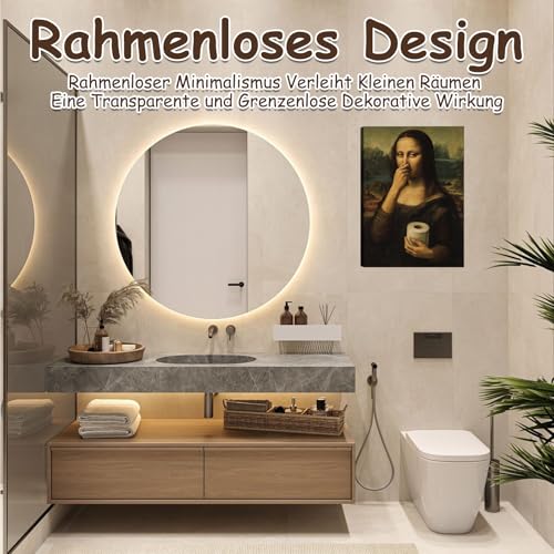 Cunegra Lustige Mona Lisa Toilette Bilder, Witzige Bild Mona Lisa Hält Sich Die Nase Zu, Monalisa Bilder Lustig für Badezimmer Toilette, Gäste-WC, 40 x 30 cm, Ohne Rahmen